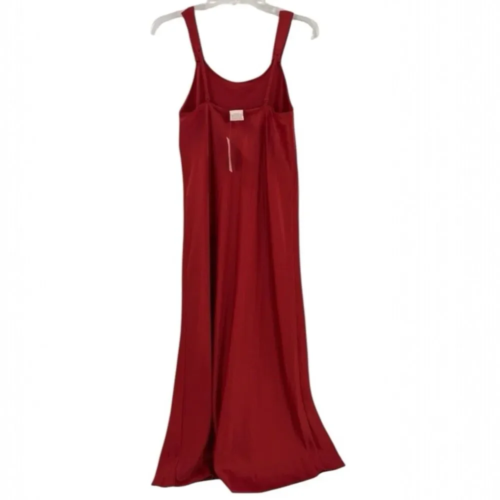 Cabernet Red Satin Full Maxi Slip Dress Night Gown SZ 1X Vamp Whimsigoth Sexy